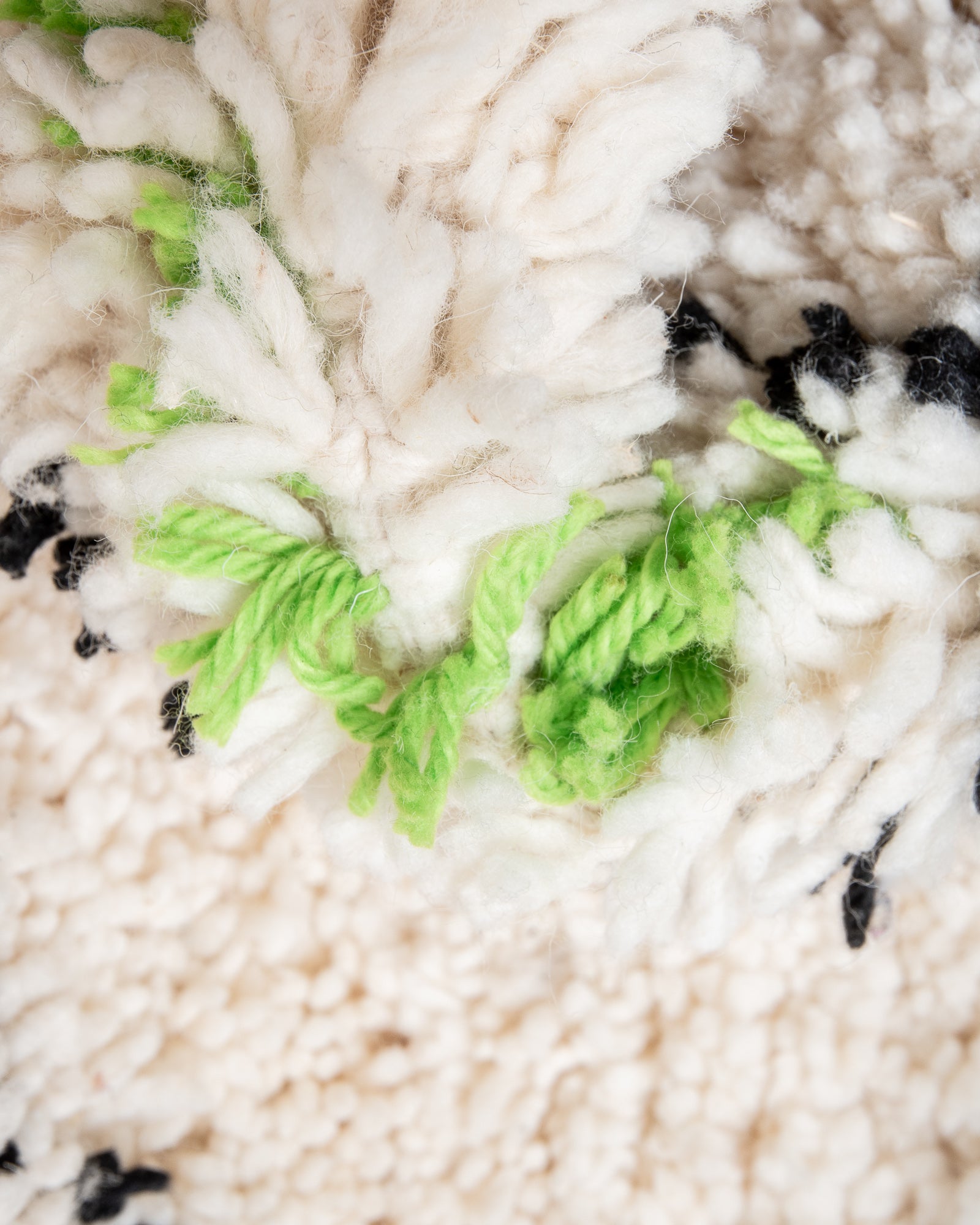 Modern, designer, handcrafted Berber rug from Morocco. Beniourain carpet with beautiful colours and patterns and fluffy wool texture.
